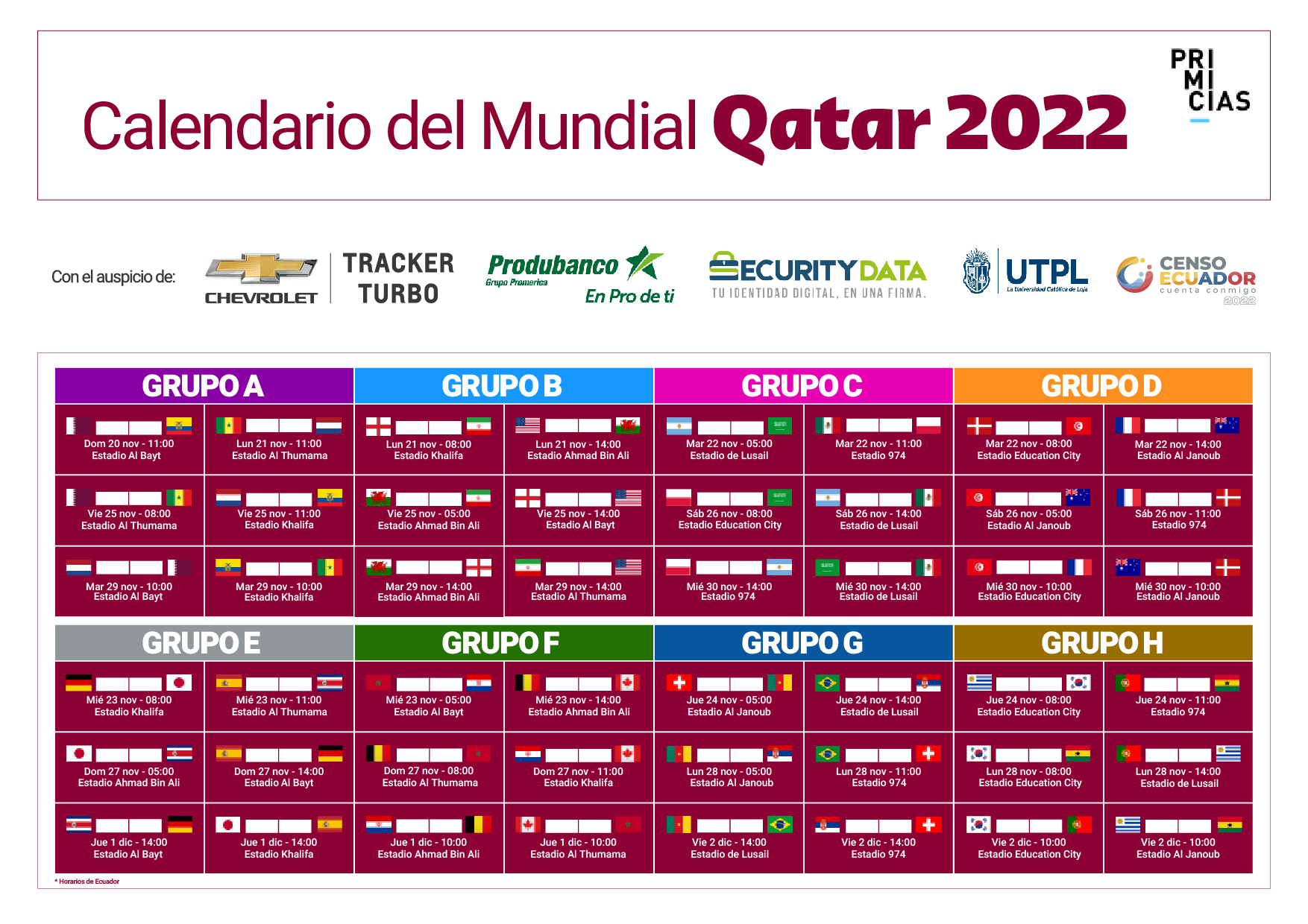Descargue calendario del Mundial de Qatar