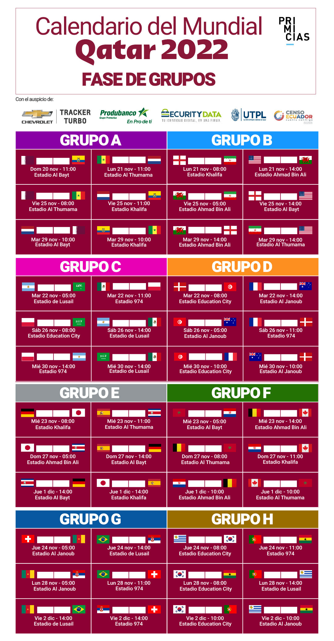 Descargue calendario del Mundial de Qatar