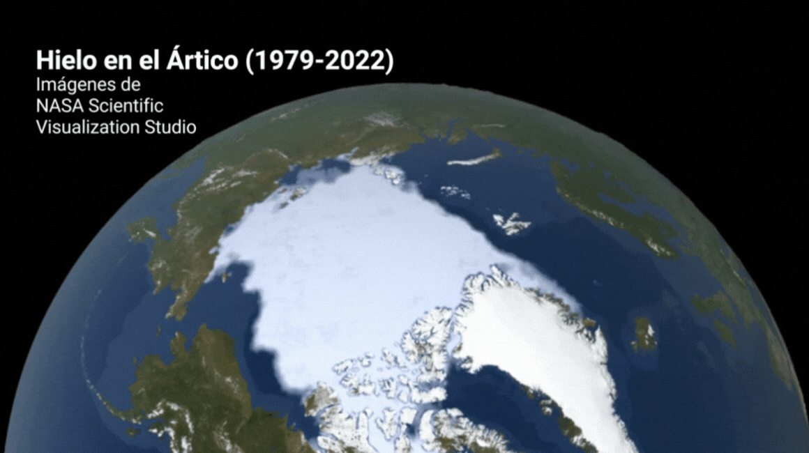 Retroceso del hielo en el Ártico, según el satélite de la NASA. 